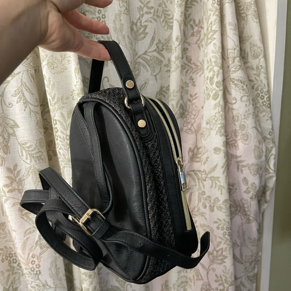 Black Raffia mini backpack - Picture 6 of 6